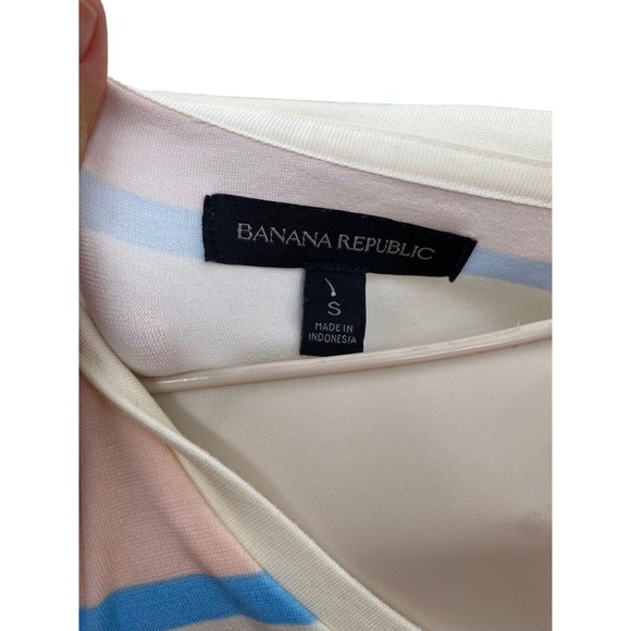 Banana Republic Dress Size Small Knit Striped Color Block Midi Pink Multi - Picture 9 of 9